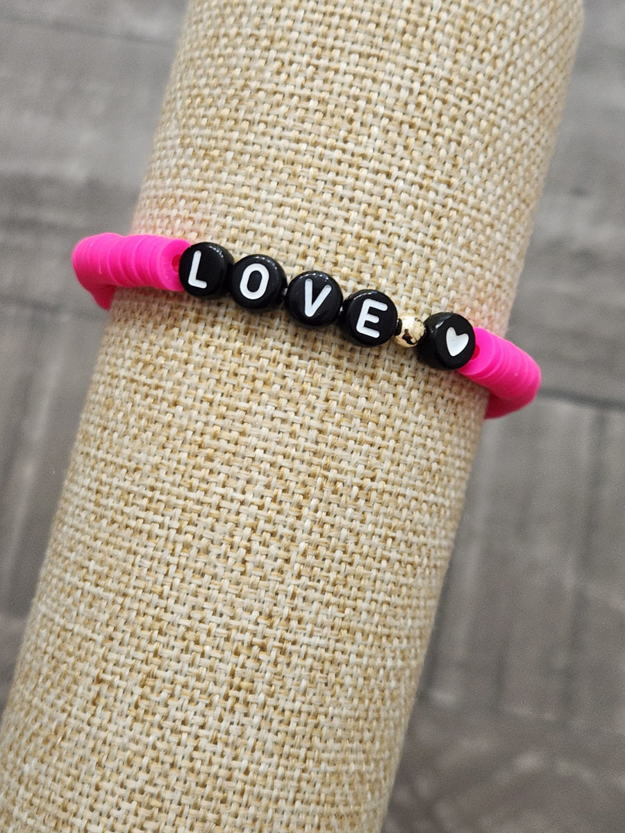 Rice Bead Braided Bracelet Love - Pink/Light Pink main image 0