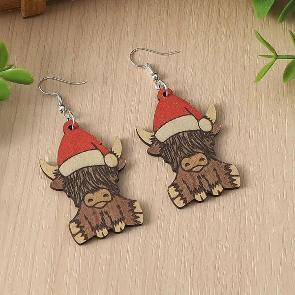 Christmas Cow Earrings
