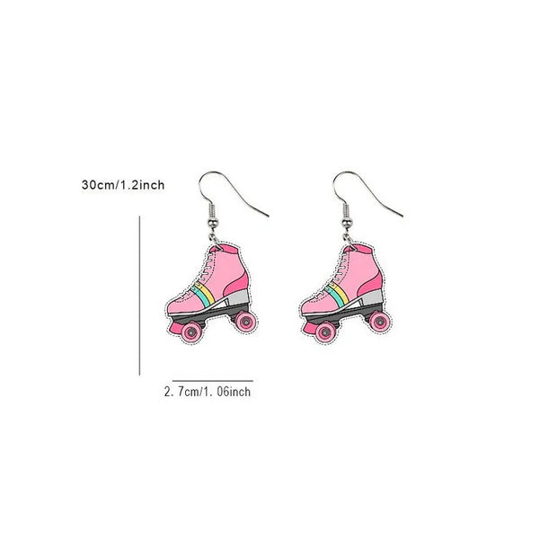 Pink Roller Skate Earrings