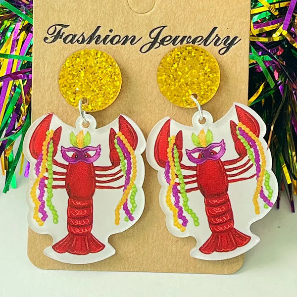 Mardi Gras Lobster Earrings