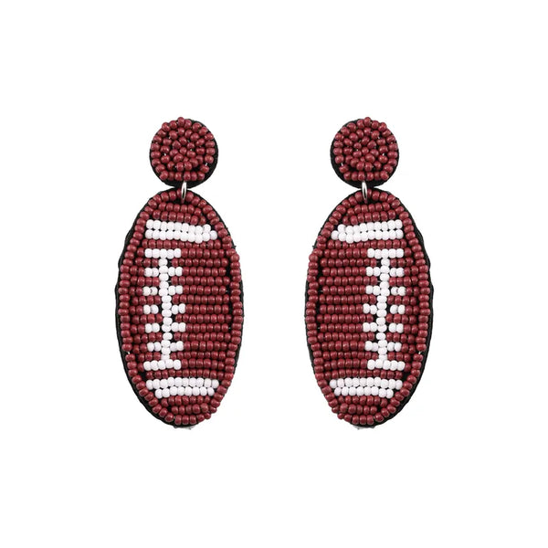 Football Seed Bead Earrings