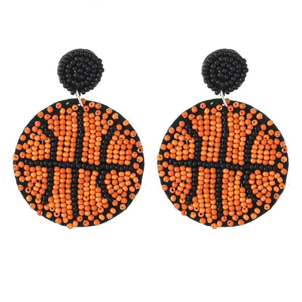 Basketball Seed Bead Earrings
