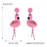 Seed Bead Flamingo Earrings