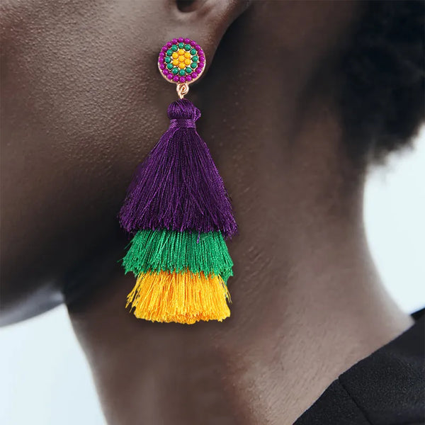 Layered Mardi Gras Earrings