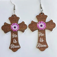 He Is Risen Cross Earrings