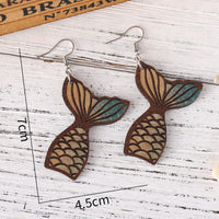 Wooden Mermaid Tail Earrings
