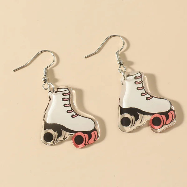 White Roller Skate Earrings