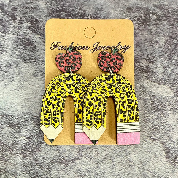 Leopard Rainbow Pencil Earrings
