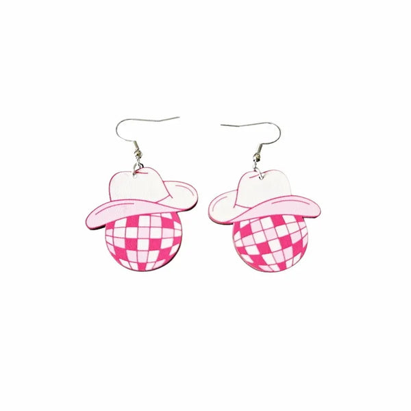 Pink Disco Cowgirl Earrings