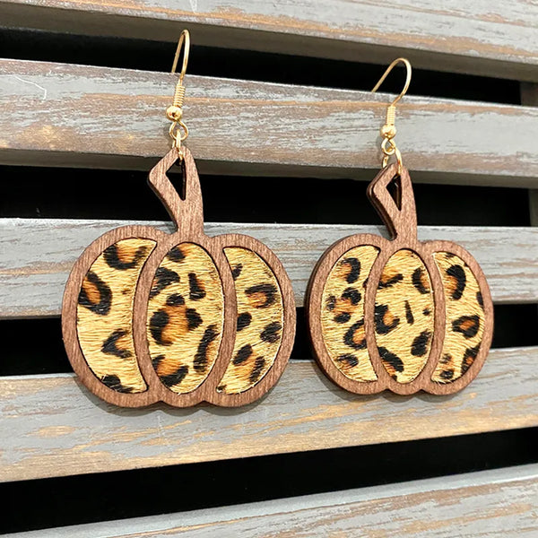 Leopard Cowhide Pumpkin Earrings