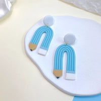 Blue Rainbow Pencil Earrings