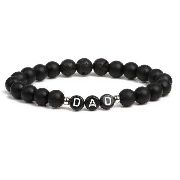 Black Beaded Dad Bracelet