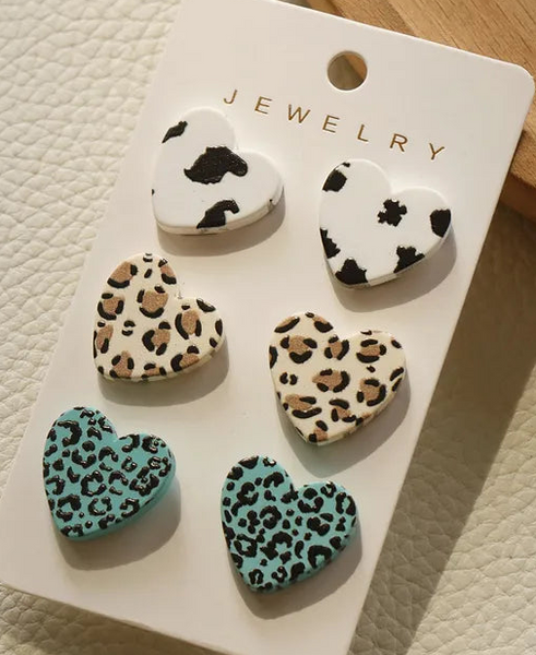 Animal Print Stud Earring Set