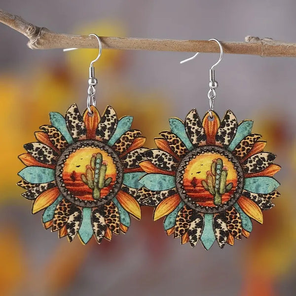 Cactus Sunflower Earrings