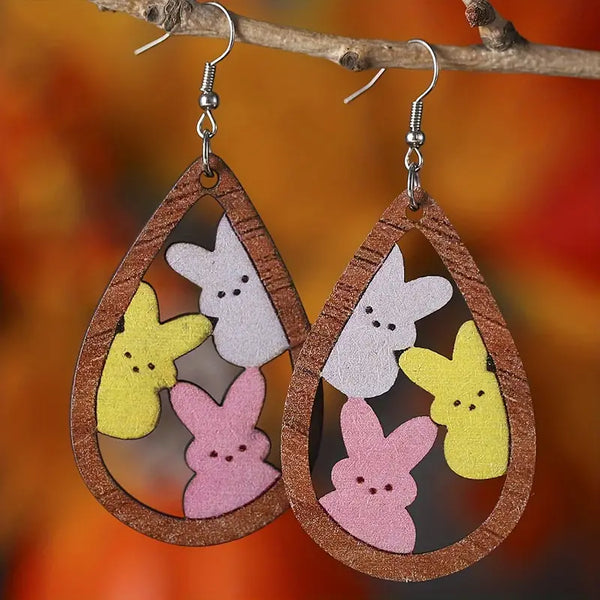Wooden Peep Earrings