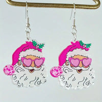 Pink Santa Earrings
