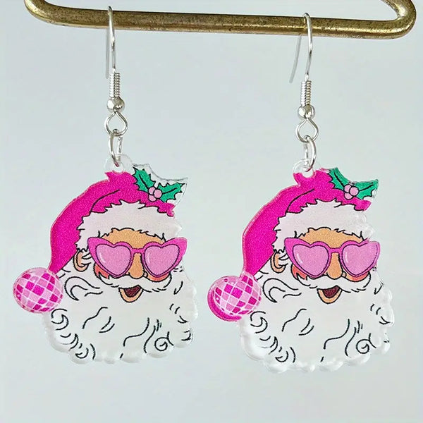 Pink Santa Earrings