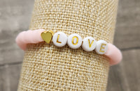 Light Pink & White Love Heishi Bracelet