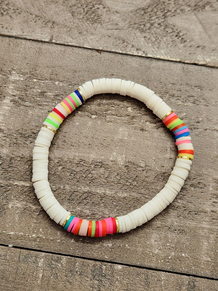 White Rainbow Heishi Bracelet