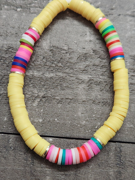 Yellow Rainbow Heishi Bracelet
