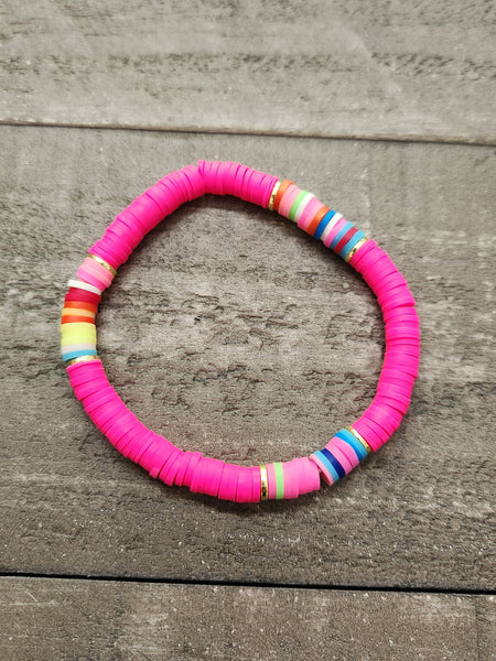 Pink Rainbow Heishi Bracelet