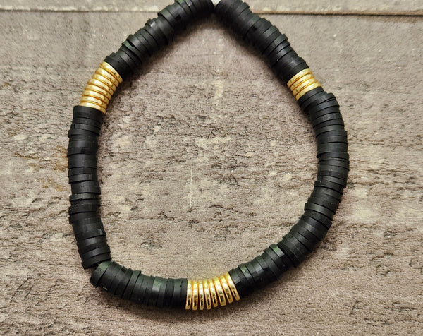 Black & Gold Heishi Bracelet