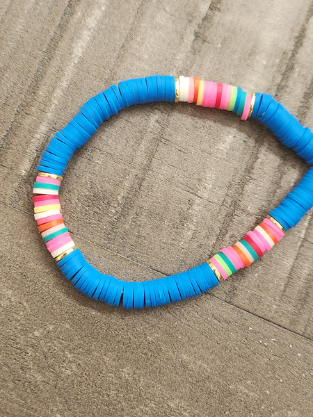 Blue Rainbow Heishi Bracelet