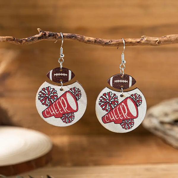 Red Cheer Football Earrings