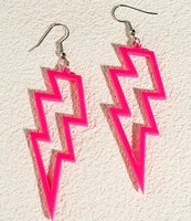Pink Lightning Bolt Earrings