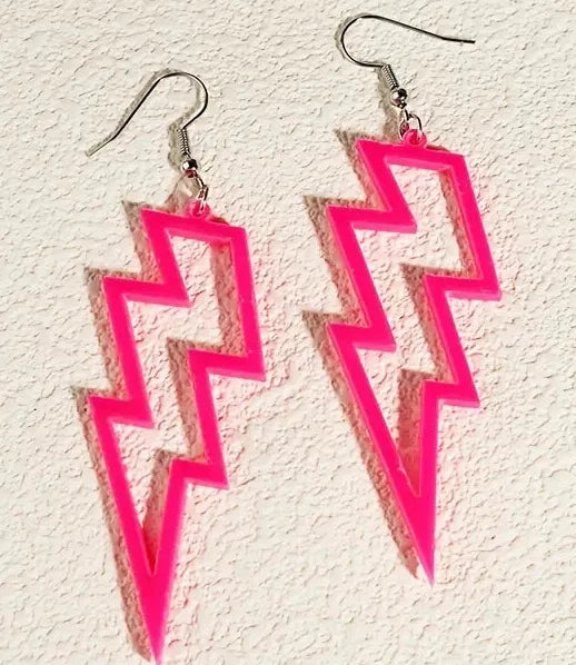Pink Lightning Bolt Earrings