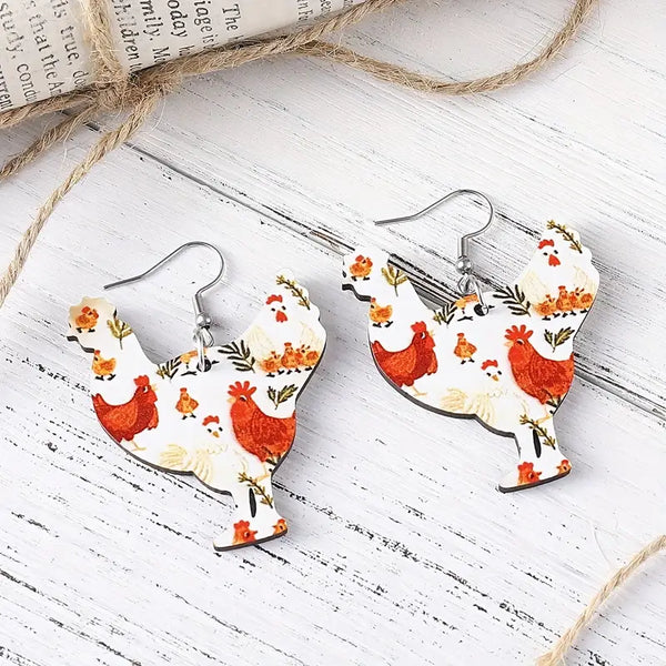 Vintage Chicken Earrings