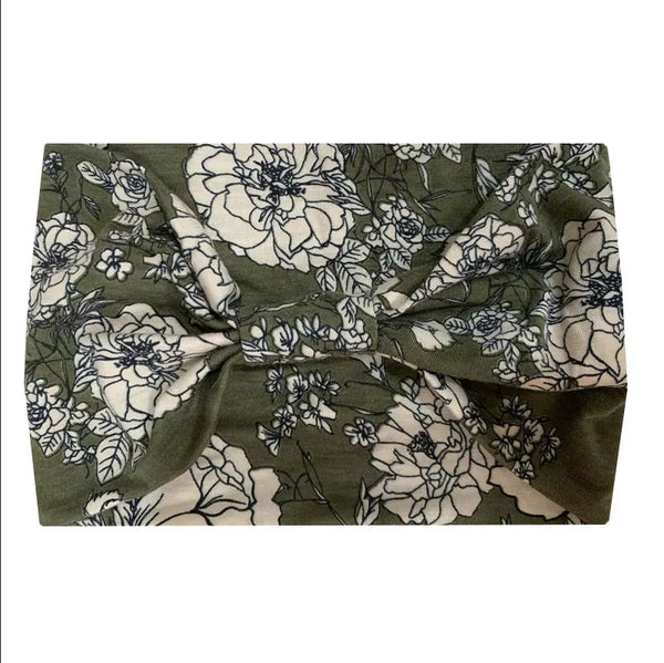 Olive & Cream Floral Headband