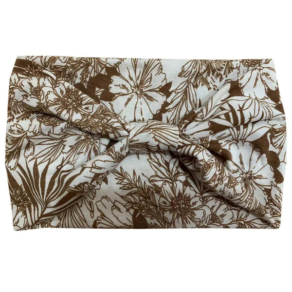 Brown & White Floral Headband
