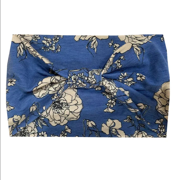 Blue & Cream Floral Headband