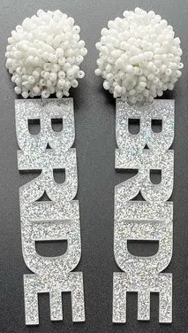 Silver Glitter Bride Earrings