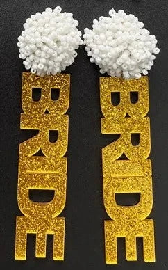 Gold Glitter Bride Earrings