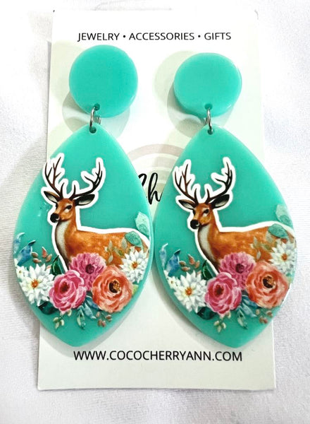 Floral Deer Earrings