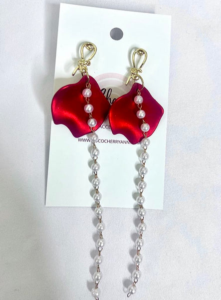 Pearl Rose Petal Earrings
