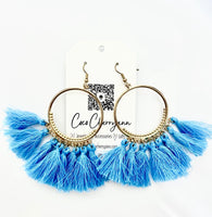 Blue Tassel Hoops