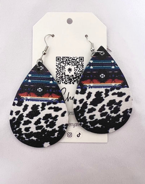 Western Cow Print Earrings