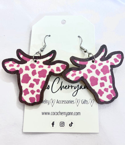 Pink Cow Dangles