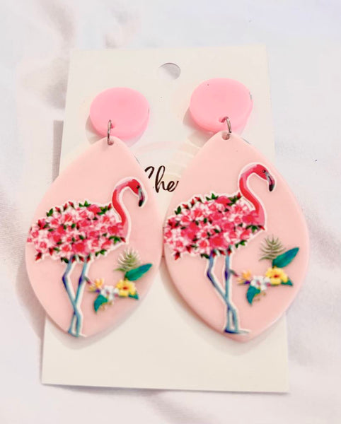 Floral Flamingo Earrings