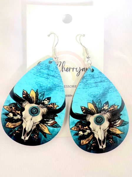 Western Bull Skull Earrings