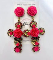 Rose Cross Earrings