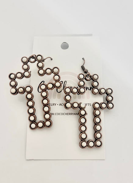 White Cross Earrings