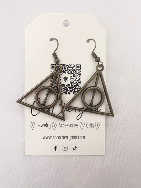 Bronze Harry Potter Triangle Earrings
