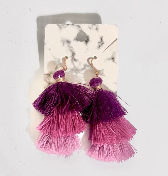 Purple Ombre Tassel Earrings