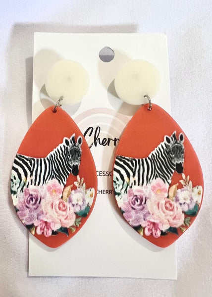 Floral Zebra Earrings