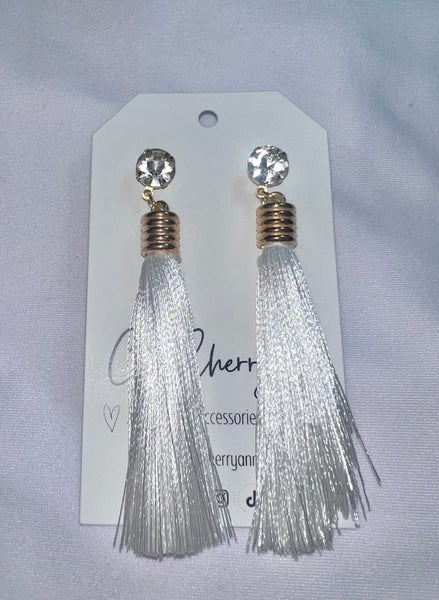 White Tassel Earrings