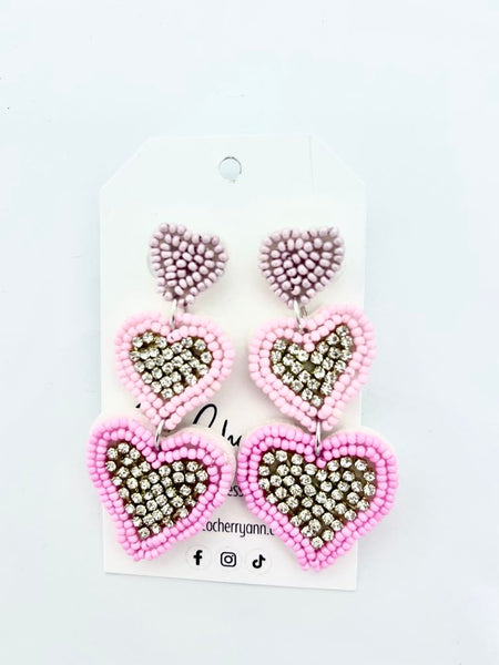 Seed Bead Heart Earrings